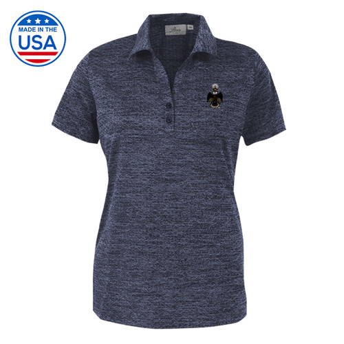  Womens Navy Honeycomb Jacquard Polo - 33 Deus Meumque Jus