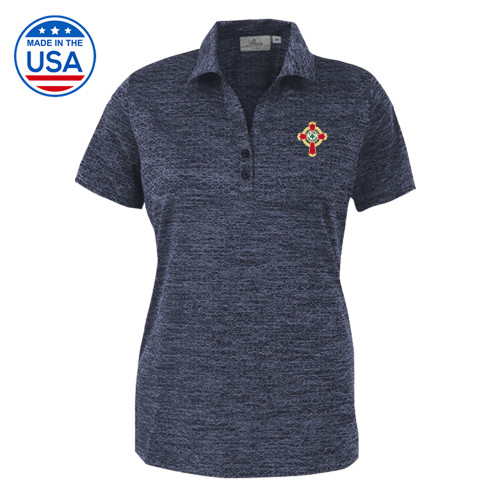  Womens Navy Honeycomb Jacquard Polo - Court of Honour