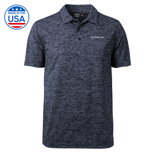  Navy Honeycomb Jacquard Polo - Scottish Rite Wordmark