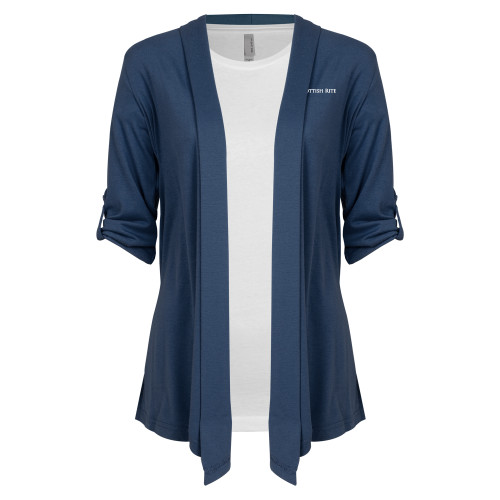  Womens Navy Drape Front Cardigan Sweater  - Scottish Rite Wordmark