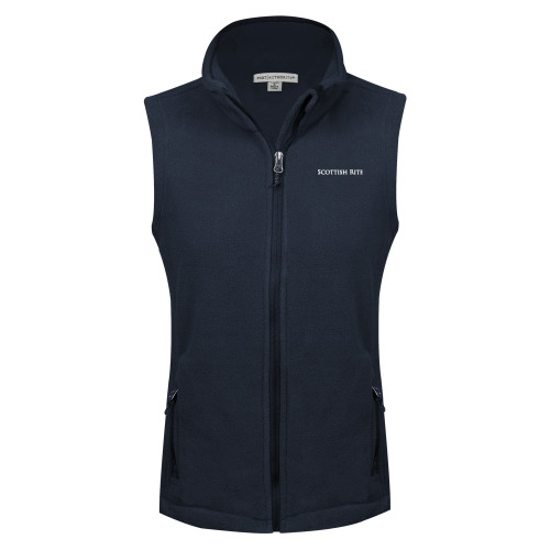  Womens Navy Fleece Full Zip Vest - Scottish Rite Wordmark