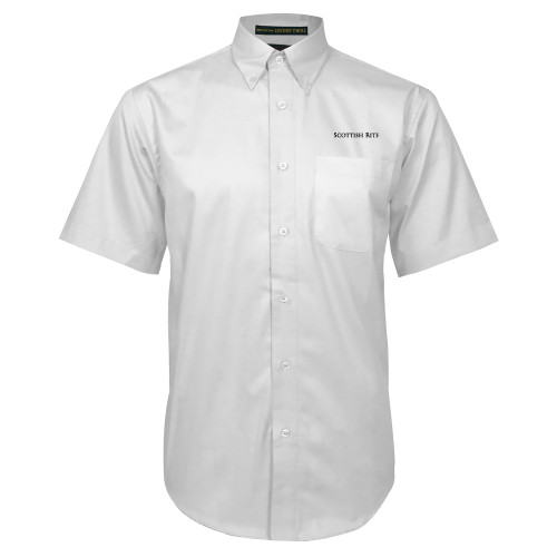  White Twill Button Down Short Sleeve - Scottish Rite Wordmark