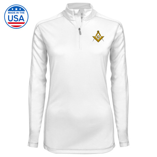  Syntrel Womens White Interlock 1/4 Zip - G Compass Logo