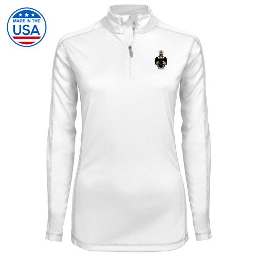  Syntrel Womens White Interlock 1/4 Zip - 33 Deus Meumque Jus