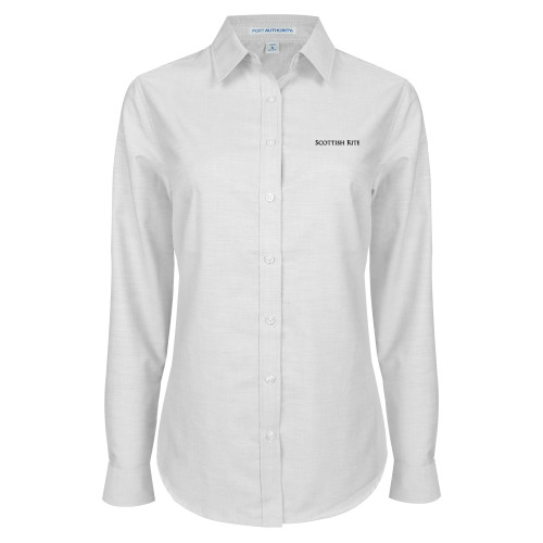  Womens White Oxford Shirt - Scottish Rite Wordmark