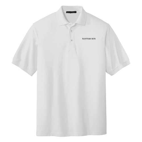  White Silk Touch Polo - Scottish Rite Wordmark