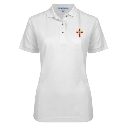  Womens Silk Touch White Pique Polo - Court of Honour