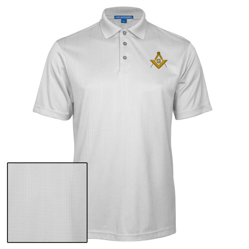  White Performance Fine Jacquard Polo - G Compass Logo
