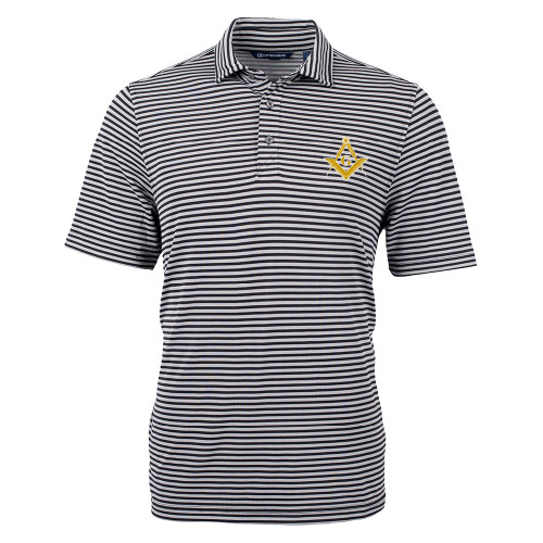  C&B Black Virtue Eco Pique Stripe Polo - G Compass Logo
