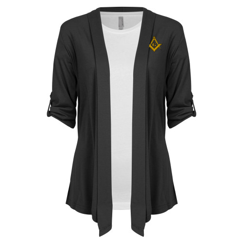  Womens Grey Drape Front Cardigan Sweater - G Compass Logo