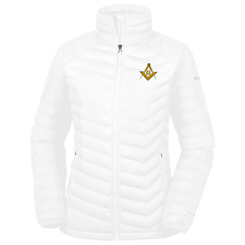  Columbia Womens White Powder Lite Jacket - G Compass Logo