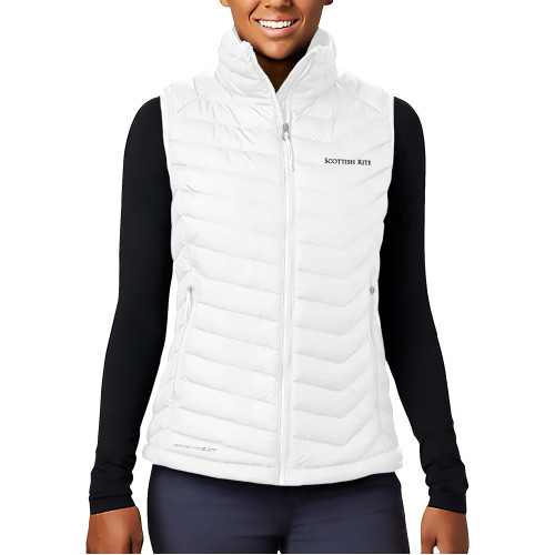  Columbia Womens White Powder Lite Vest - Scottish Rite Wordmark