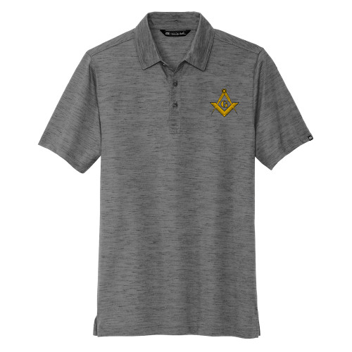  TravisMathew Dark Grey Auckland Slub Polo - G Compass Logo