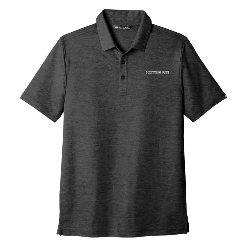  TravisMathew Black Oceanside Heather Polo - Scottish Rite Wordmark