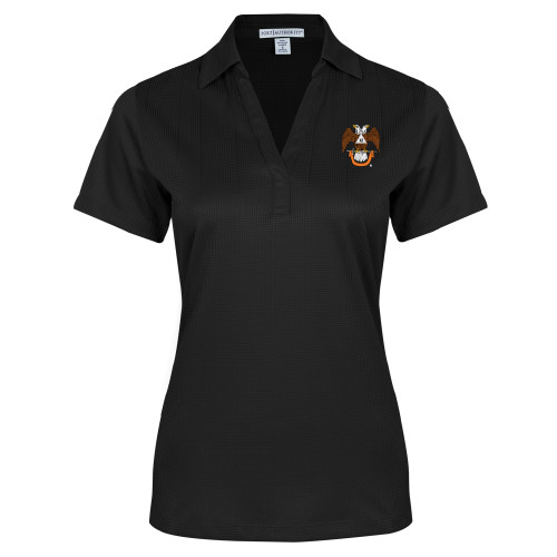  Womens Black Performance Fine Jacquard Polo - 32 Spes Mea in Deo