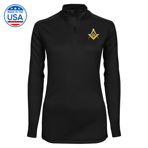  Syntrel Womens Black Interlock 1/4 Zip - G Compass Logo