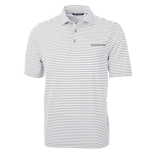  C&B Grey Virtue Eco Pique Stripe Polo - Scottish Rite Wordmark