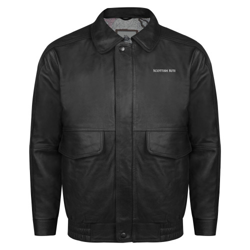  Black Buffed Bomber Jacket - Scottish Rite Wordmark