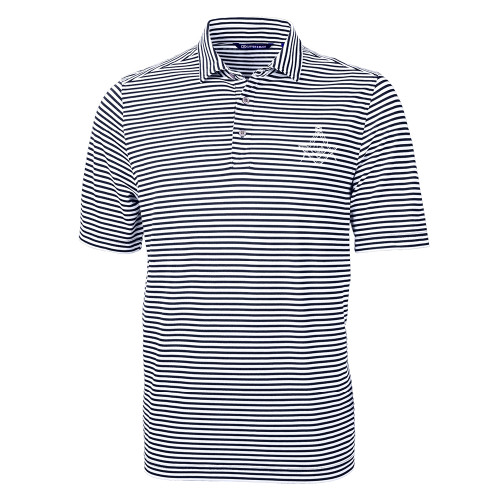  C&B Navy Virtue Eco Pique Stripe Polo - G Compass Logo