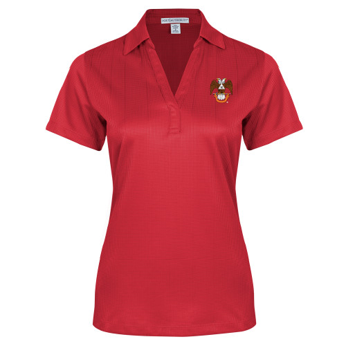  Womens Red Performance Fine Jacquard Polo - 32 Spes Mea in Deo