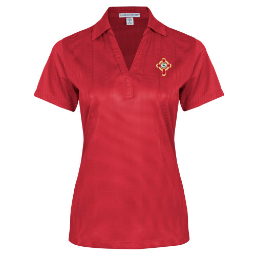 Womens Red Performance Fine Jacquard Polo - Court of Honour