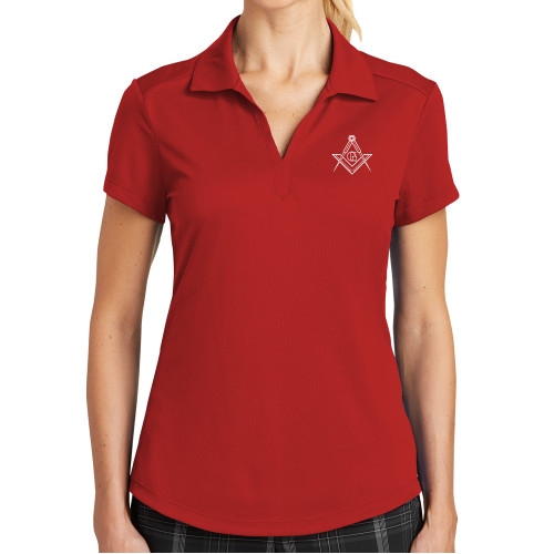  Nike Womens Red Dri Fit Legacy Polo - G Compass Logo