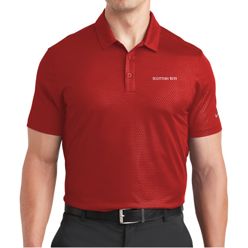  Nike Red Dri Fit Embossed Tri Blade Polo - Scottish Rite Wordmark