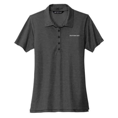  TravisMathew Womens Black Heather Oceanside Polo - Scottish Rite Wordmark