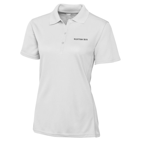  C&B Womens White Clique Ice Pique Polo - Scottish Rite Wordmark