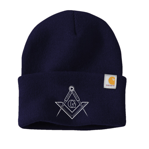  Carhartt Navy Knit Beanie w/Cuff - G Compass Logo