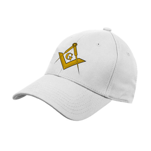  White Structured Adjustable Pro Style Hat - G Compass Logo