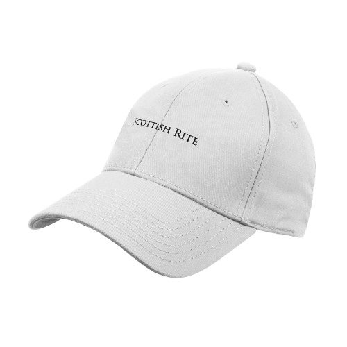  White Structured Adjustable Pro Style Hat - Scottish Rite Wordmark