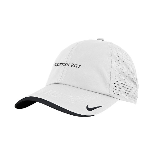  Nike White Dri Fit Perforated Hat - Scottish Rite Wordmark