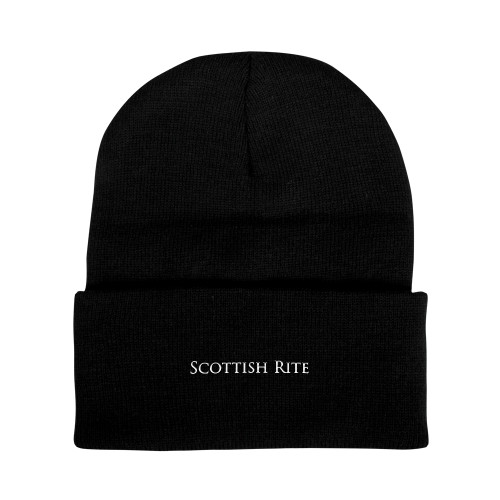  Black Knit Beanie w/Cuff - Scottish Rite Wordmark