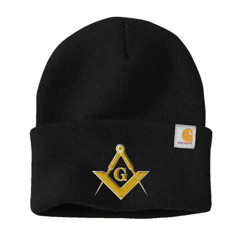  Carhartt Black Knit Beanie w/Cuff - G Compass Logo