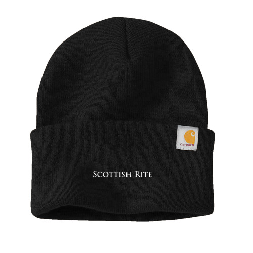  Carhartt Black Knit Beanie w/Cuff - Scottish Rite Wordmark