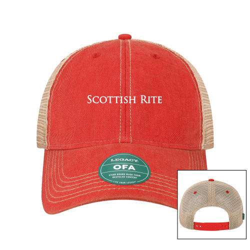  Legacy Scarlet Red/Khaki Old Favorite Trucker Hat - Scottish Rite Wordmark