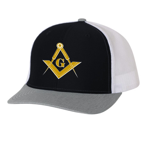  Richardson Black/White/Heather Trucker Hat - G Compass Logo