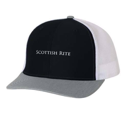  Richardson Black/White/Heather Trucker Hat - Scottish Rite Wordmark