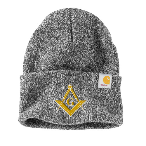  Carhartt Black/White Knit Beanie w/Cuff - G Compass Logo
