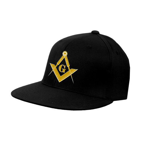  Black Flat Bill Snapback Hat - G Compass Logo