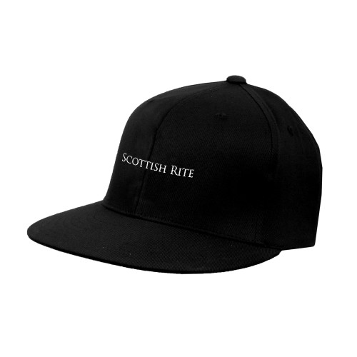  Black Flat Bill Snapback Hat - Scottish Rite Wordmark