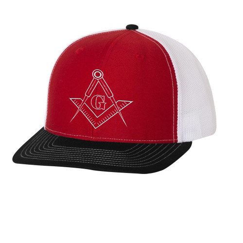  Richardson Red/White/Black Trucker Hat - G Compass Logo
