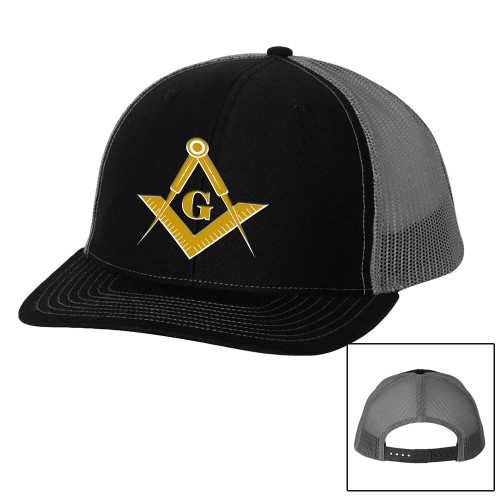  Richardson Black/Charcoal Trucker Hat - G Compass Logo