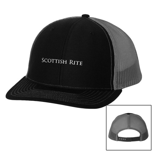  Richardson Black/Charcoal Trucker Hat - Scottish Rite Wordmark