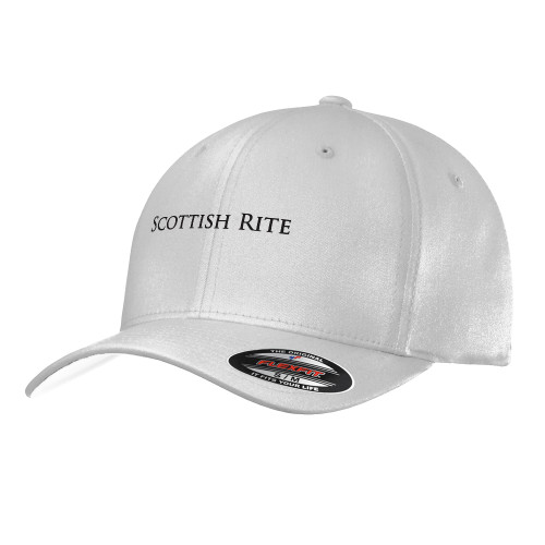  White Flexfit Structured Low Profile Hat - Scottish Rite Wordmark