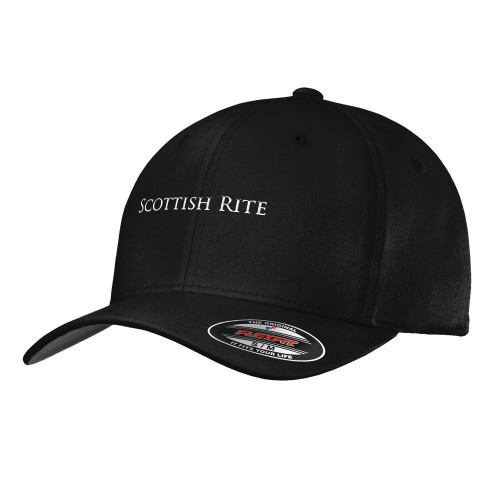  Black Flexfit Structured Low Profile Hat - Scottish Rite Wordmark