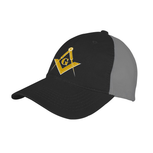  Black/Charcoal Mesh Back Unstructured Low Profile Hat - G Compass Logo