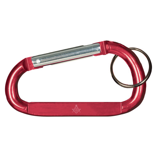  Red Carabiner with Split Ring - G Compass Logo Engraved