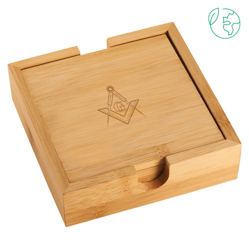  Bamboo Coaster Set - G Compass Logo Engraved